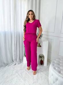 Women Two-piece Outfits - Màu Hồng Tươi - Xem 1