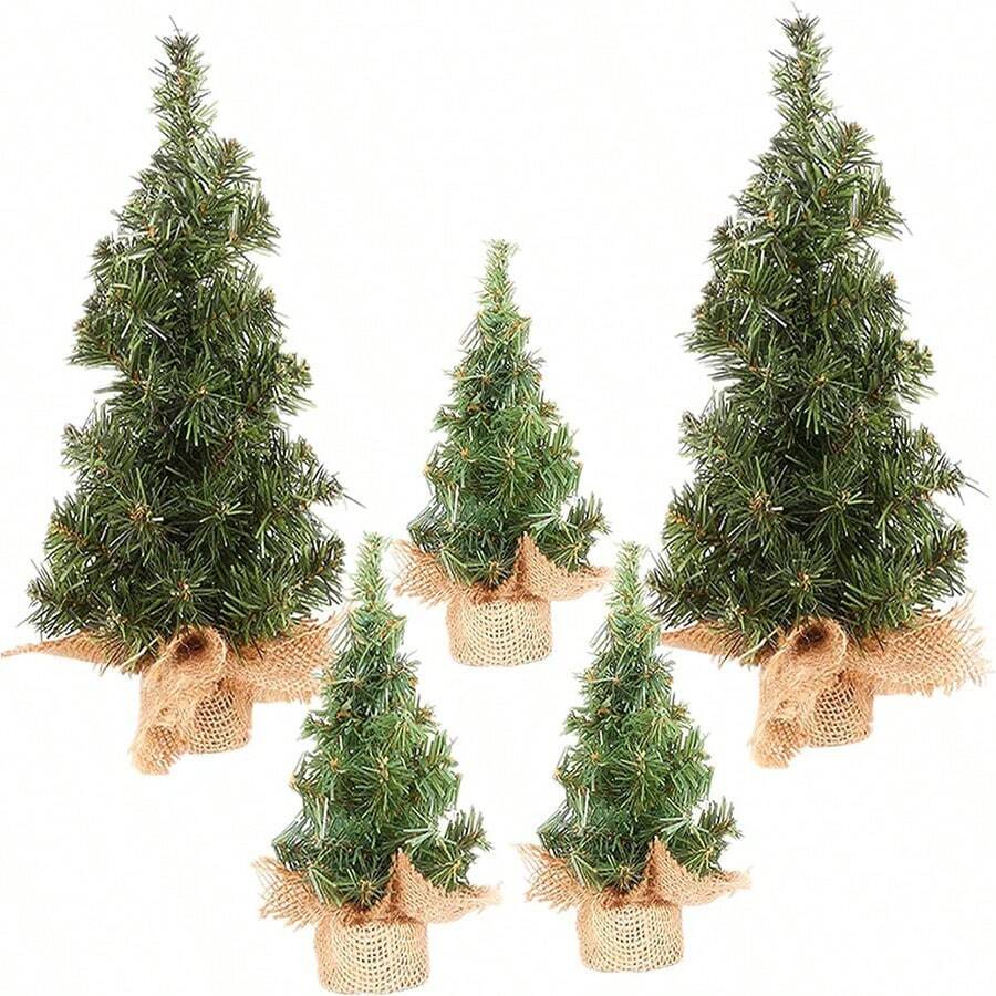 1入組20cm/30cm綠色小聖誕樹,配麻布底座,適用於商場節慶/櫥窗/桌面裝飾 - 綠色 - 查看 1