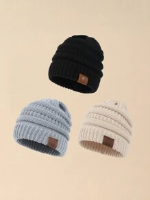 3顶/套 柔软保暖针织婴儿帽，可爱舒适加厚冬季婴幼儿男女通用毛线帽