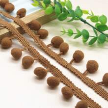 2pcs Multiple Color Pom Pom Lace Clothing/Curtain/Pillow/Handbag/Hat Decorative Material, 2 Sizes Available - Coffee Brown - View 9