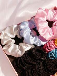 黑色髮飾套裝,女士髮圈,柔軟的彈性髮帶,馬尾繩夾,橡皮筋