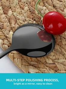 24件套不锈钢酒店餐具套装，包括叉子、勺子和茶匙 - 黑色 - 查看 4