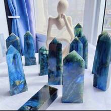 1 件天然拉長石治療水晶、四面體魔杖、單點水晶塔、4 面平衡脈輪能量石、治療水晶、點療、拉長石柱、水晶禮品 - 1件隨機 - 查看 1