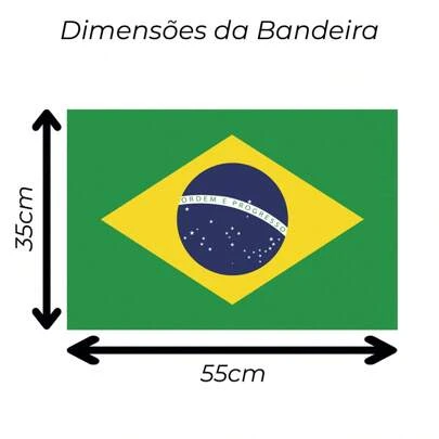 Bandeira do Brasil Tamanho Pequeno 55cm x 35cm - Oficial Seleção Copa do Mundo Futebol País Orgulho Brazil Brasileiro Nacional Independência Patriota em Tecido Cetim Brilhante com Bainha para Mastro