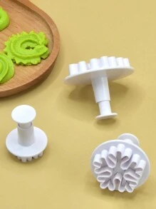 3 件/套厚雪花彈簧壓模,創意 Diy 方糖蛋糕裝飾,餅乾切刀 - 白色 - 查看 3