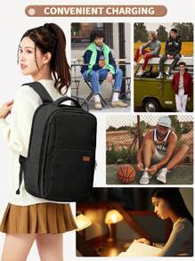 旅行背包女士短途商务旅行包大学生行李背包轻便大容量电脑背包通勤商务旅行电脑背包适合工作和学校使用节日商店圣诞节配件圣诞包行李旅行收纳袋旅行用品女士包男士礼物户外女士礼物 - 黑色 - 查看 9