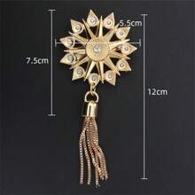 1pc Tassel & Fringe Handbag Decorative Buckle, Metallic Inlaid Rhinestone Handbag Pendant - Gold - View 2