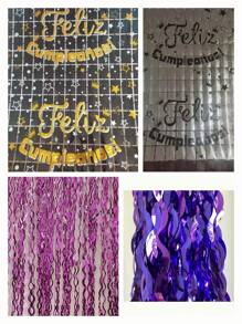 Cimitarra Brillante, Cinta Occidental, Feliz Cumpleaños, Cortinas Cuadradas de Lluvia - Decoración de Cumpleaños, Cortinas para Fiestas, Decoraciones para Fiestas, Decoración para Cumpleaños, Cortina Decorativa Fiesta - Multicolor - Ver 1