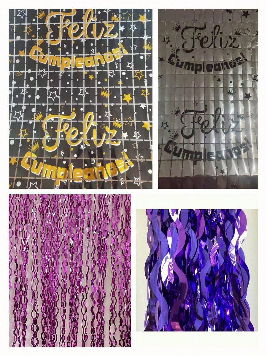 Cimitarra Brillante, Cinta Occidental, Feliz Cumpleaños, Cortinas Cuadradas de Lluvia - Decoración de Cumpleaños, Cortinas para Fiestas, Decoraciones para Fiestas, Decoración para Cumpleaños, Cortina Decorativa Fiesta - Multicolor - Ver 1