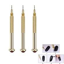 1 件金色不锈钢指甲手悬垂钻孔器金属点钻金属笔穿孔专业修甲美甲工具 - 金色 - 查看 2