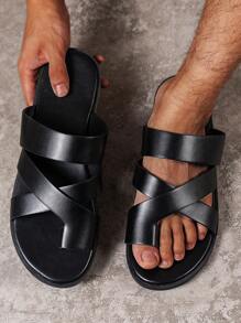 2023年新款時尚男士休閒涼鞋 - 黑色 - 查看 3