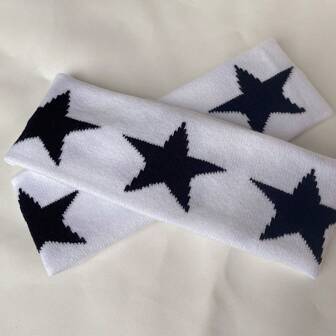 1 件女士白色雪纺五角星发带，时尚头带适合日常休闲佩戴，Y2k 头巾头带吸汗带