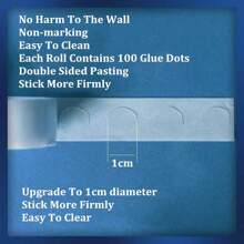 1 卷双面气球胶点，100 个点，透明气球贴纸，用于婚礼、派对、生日和其他装饰，用于气球绑扎的强力粘合垫，无残留，可拆卸，圆点，非常适合悬挂，双面胶带，圣诞节 - 無色 - 查看 4