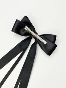 1pc Women's Weaved Black Ribbon Bow Hair Clip, Suitable For Daily Wear Cute Valentine's Day Valentines Claw Clips Hair Claws Hair Barrettes, School Stuff, Elegant, College, Black Bows, Winter Outfit For Women