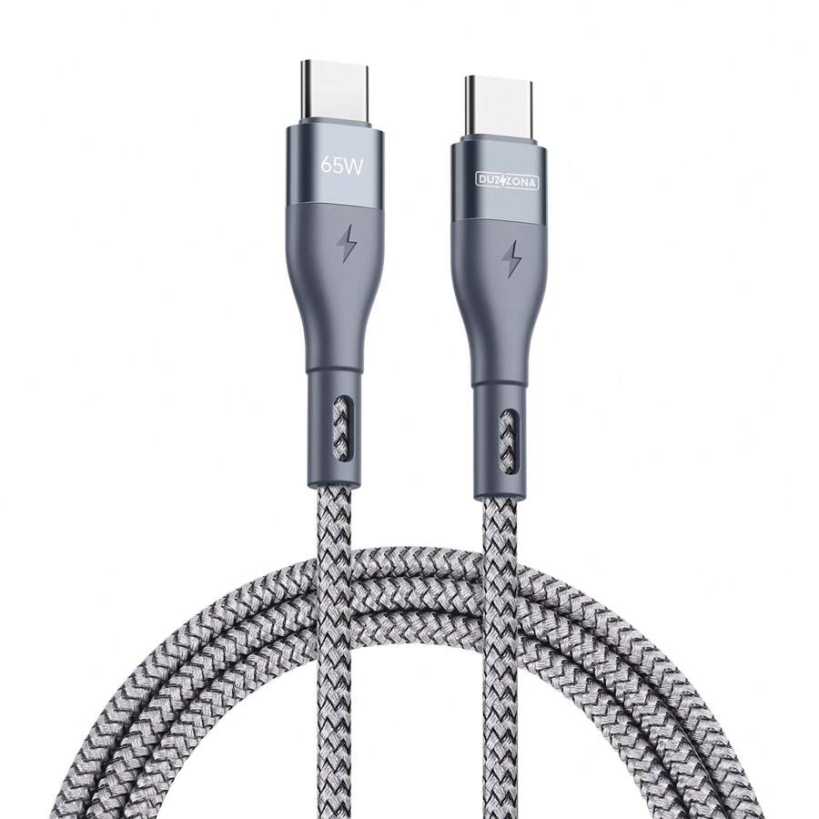 DUZZONA 1 条 1m/2m/3m PD 65W 快速充电 USB C 转 USB C 数据线兼容 15 16 系列、平板电脑,兼容 Macbook、手机,快速充电、强劲高速数据传输 - 槍灰色 / PD65W-20V-3.25A - 查看 1