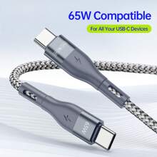 DUZZONA 1 条 1m/2m/3m PD 65W 快速充电 USB C 转 USB C 数据线兼容 15 16 系列、平板电脑，兼容 Macbook、手机，快速充电、强劲高速数据传输 - 槍灰色 / PD65W-20V-3.25A - 查看 2
