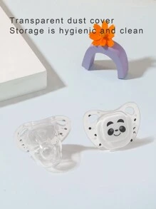 1入組嬰兒熊貓安撫奶嘴硅膠奶嘴,適用於0-6個月的嬰兒,有助於幫助嬰兒入睡 - 黑與白 - 查看 7