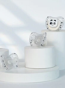 1入組嬰兒熊貓安撫奶嘴硅膠奶嘴,適用於0-6個月的嬰兒,有助於幫助嬰兒入睡 - 黑與白 - 查看 1