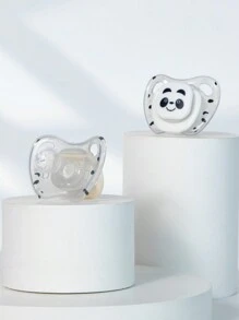 1入組嬰兒熊貓安撫奶嘴硅膠奶嘴,適用於0-6個月的嬰兒,有助於幫助嬰兒入睡 - 黑與白 - 查看 2