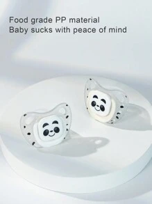 1入組嬰兒熊貓安撫奶嘴硅膠奶嘴,適用於0-6個月的嬰兒,有助於幫助嬰兒入睡 - 黑與白 - 查看 6