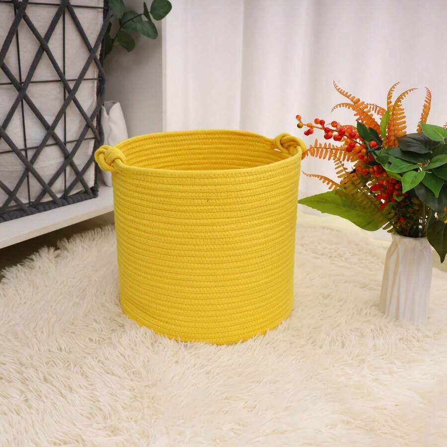 Yellow Woven Storage Basket - Yellow - View 1
