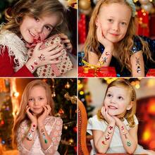 10 張聖誕主題兒童臨時紋身,有趣的防水一次性紋身貼紙,適合節日/派對聚會 - 彩色 - 查看 2