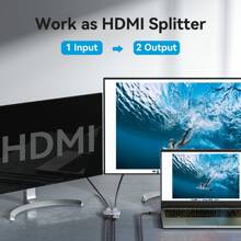 VENTION HDMI Switch 8K@60Hz, HDMI 2.1 Splitter Powered 2 In 1 Out 4K@120Hz 48Gbps Aluminum Bi-Directional Switcher 1 In 2 Out HDMI Hub Compatible With PS4/5 Blu-Ray Player Fire Stick Roku HDTV