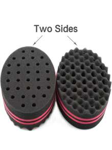 1 pièce Brosse à cheveux ondulée double face, outil de coiffure à éponge bouclante. Brosse à éponge pour cheveux afro ondulés pour hommes, accessoires de coiffure pour hommes, accessoires de camping - Rouge - Voir 3