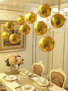 2/10入組 10寸4D金色鋁膜氣球，婚禮、生日派對和新年裝飾氣球 - 金色 - 查看 1