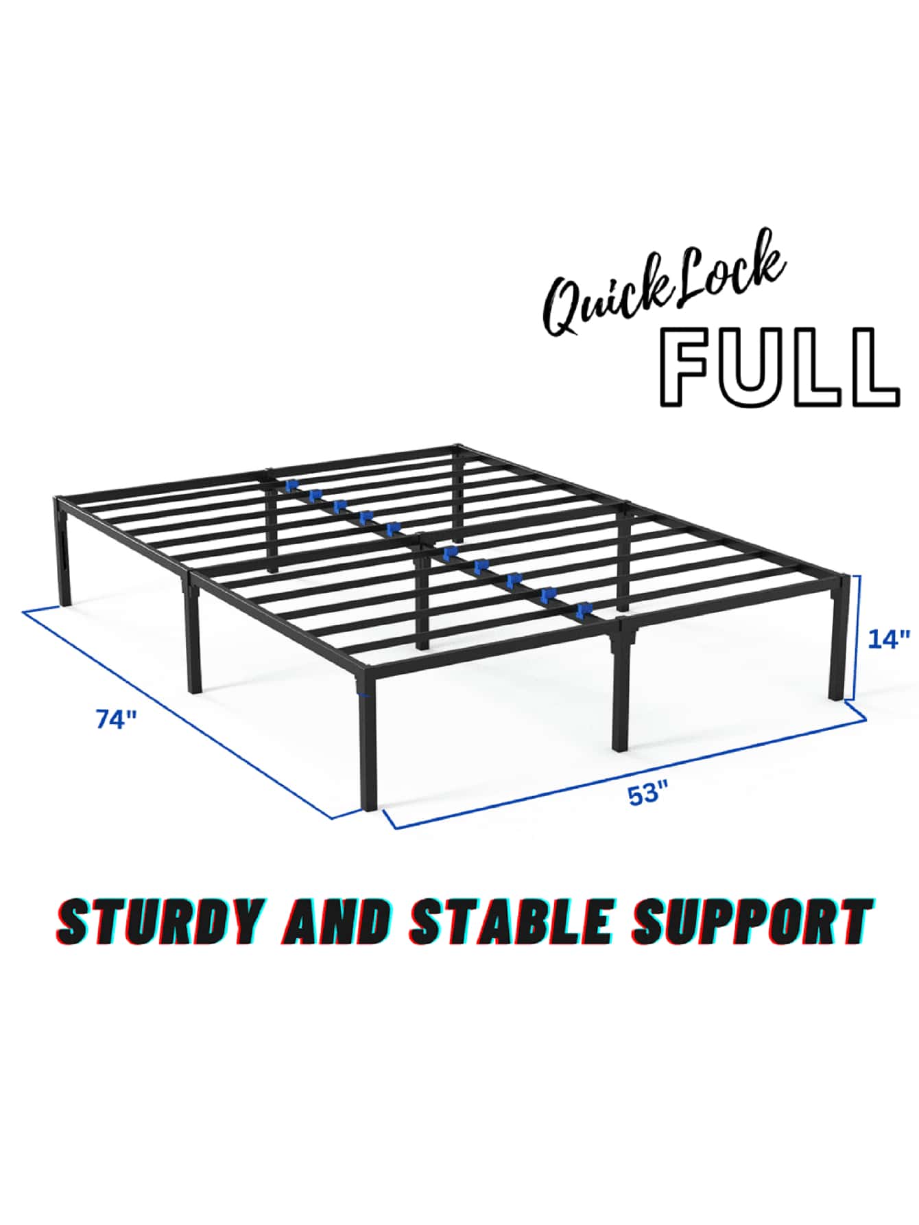Silent & Durable No Need for a Box Spring FastLock Metal Bed Frame