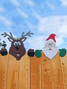 1pc Christmas Design Creative Garden Fence Decorative Sign - Multicolor - View 2