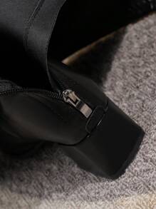 Giày bốt Nữ Thời trang màu trơn Dây kéo sau - màu đen - Xem 6