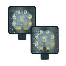 Pair Of 9 LED Auxiliary Square Or Round Two-Color Headlights, Fog - Mustard Yellow - View 2