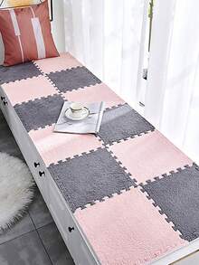 1pc Interlocking Carpet Play Mat For Crawling, Walking, And Pet Sleeping, Suitable For Living Room And Bedroom, Detachable And Washable Fabric Mat - Grey - View 4
