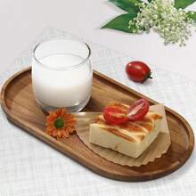 家用橢圓形木製托盤(19cm X 10.8cm),適合盛裝小吃、水果、甜點、茶杯、咖啡杯等,並能當作時尚的桌面裝飾 - 棕色 - 查看 2