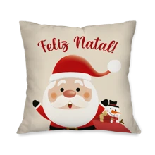 Feliz Natal! Kit com 4 Capas de Almofadas Decorativas Natalinas Papai Noel - Vermelho - Visão 2