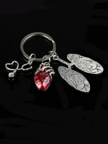 Street 1 件合金 DIY 人体器官形状心脏和肺听诊器钥匙扣，适合医生和护士情人节 - 彩色 - 查看 3