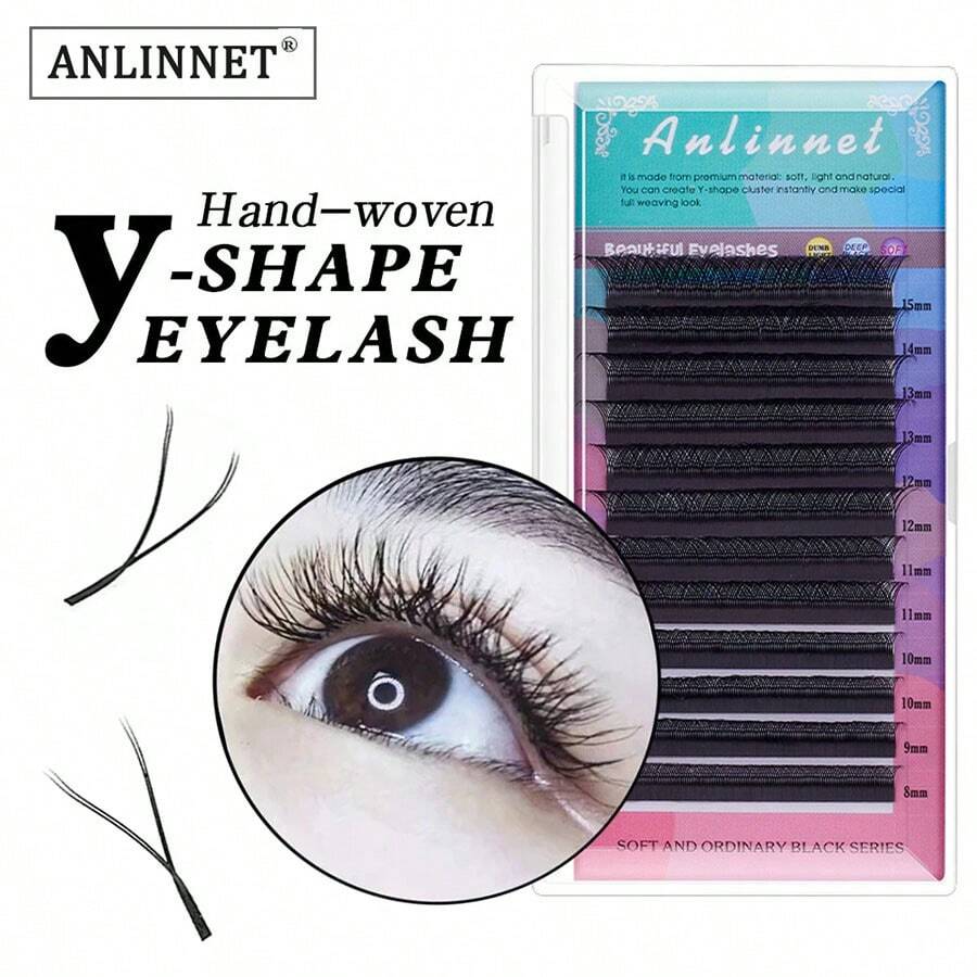 anlinnet Lông mi giả riêng lẻ 12 hàng, Lông mi C/D Curl 8 ~ 15mm Ghép thủ công Hình dạng YY Lông mi riêng lẻ, Nối mi lâu dài dành cho chuyên gia ghép lông mi giả - màu đen - Xem 1