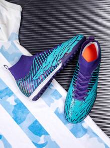 1雙銷售極佳的橡膠防滑成人足球鞋,男女適用,羅納爾多足球鞋 - 紫色 - 查看 3