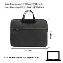 1 pieza Bolsa portátil para laptop de gran capacidad de 14 pulgadas, compatible con iPad - Negro - Ver 2