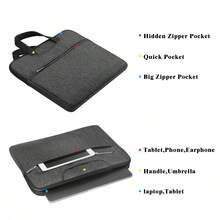 1 pieza Bolsa portátil para laptop de gran capacidad de 14 pulgadas, compatible con iPad - Negro - Ver 7