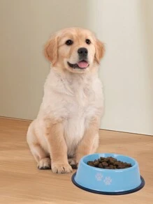 Supet 1pc Paw Print Pattern Pet Bowl For Indoor Use - Blue - View 1