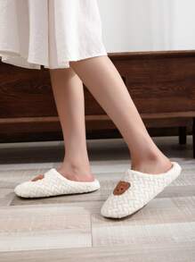 女式輕盈柔軟室內拖鞋，可愛白熊設計，秋冬季節，優雅的大學風格，一雙裝 - 白色 - 查看 4