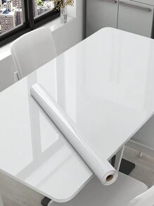 1pc Glossy White Kitchen Oil-Proof Sticker High-Temperature Resistant Waterproof Anti-Mold Ceramic Tile Wall Sticker Self-Adhesive Cabinet Sticker Tabletop Marble Pattern Film For Renovation,Stickers,Wall Decal, Vinyl Decal For Home Decorations,Spring Decoration Items Refresh Your Home,Rama Decoration Stickers