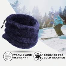 Sun Protective Anti UV Thick Puffy Fleece Fabric Outdoor Riding Neck Warmer With Adjustable Drawstring Design, Windproof And Warm, Soft And Skin-Friendly, Elastic, Suitable For Winter Cycling, Motorcycle Riding, Alpine Skiing, Hunting, Hiking