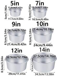 1pc Detachable Halloween Celebration 4"/ 5"/ 6"/ 7"/ 8"/ 9"/ 10"/ 12"/ 14" Round Anodized Removable Bottom Cake Pan, Aluminum Alloy Baking Mold For Sponge Cake - Silver - View 9