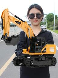 1 pieza Excavadora con control remoto, Excavadora y volquete de 6 canales, Juego de construcción con control remoto para niños y niñas, Mini excavadora RC, Juguete de construcción de ingeniería real, Juguete con control remoto, Regalo de cumpleaños, Regalo de Navidad