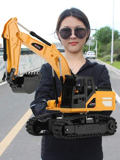 1pc Remote Control Excavator, 6-Channel Excavator And Dump Truck, Remote Control Construction Toy Set For Boys Girls, Mini RC Excavator, Real Engineering Construction Toy, Remote Control Toy, Birthday Gift, Christmas Gift