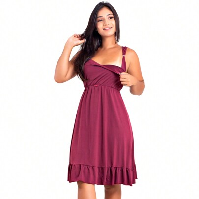 Camisola de Amamentação Microfibra e Renda Mamãe e Bebê Neném COR SORTIDA | 184