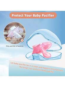 Tinabless 2pcs Pacifier Case, Transparent Baby Pacifier Storage Box (Pacifiers Not Included), Essential Pacifier Accessory, Keeps Pacifiers Clean, Easy To Clean - Blue - View 2